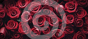 Natural red roses background. Background template for banner or greeting card