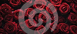 Natural red roses background. Background template for banner or greeting card