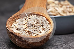 Natural remedies - dried root of siberian ginseng close up