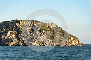 Natural Reserve of Illes Medes near L`Estartit Spain on Sunny day in  Panoramic view of Estartit, Girona, Spain