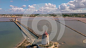 Natural reserve of the Saline dello Stagnone, near Marsala and Trapani, Sicily.