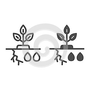 Natural resource line and solid icon. Plant eco oil, biofuel energy industry. Ecology vector design concept, outline