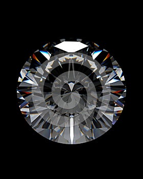 Natural resources brilliant cut diamond cut and polished beautiful jewel gemstone with refracted facets of light black background