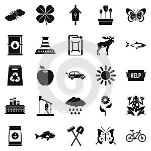 Natural resources icons set, simple style