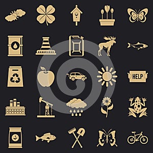 Natural resources icons set, simple style