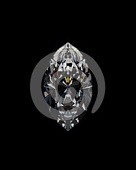 Natural resources marquise diamond cut and polished beautiful jewel gemstone with refracted facets of light black background