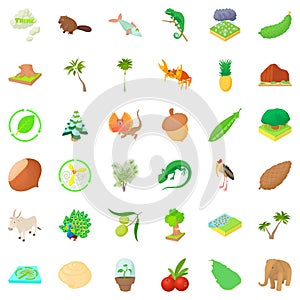 Natural riches icons set, cartoon style