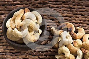 Natural and roasted cashew nut - Anacardium occidentale photo