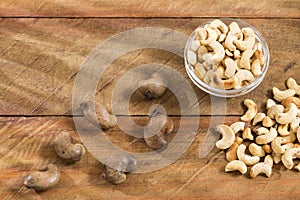 Natural and roasted cashew nut - Anacardium occidentale photo