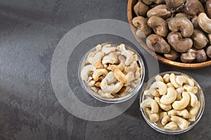 Natural and roasted cashew nut - Anacardium occidentale photo