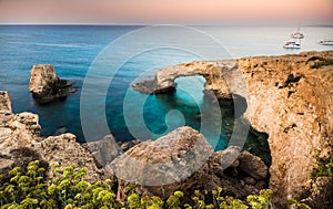 Natural rock arch in Ayia Napa on Cyprus island photo