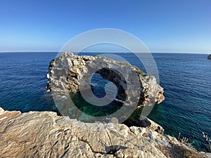 Natural rock arch Es Pontas in Majorca