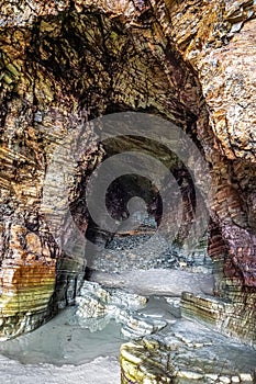 Natural rock arches Cathedrals beach, Playa de las catedrales at Ribadeo, Galicia, Spain