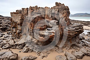 natural rock formation that appears to have been broken and reassembled, with pieces fitting together in random order