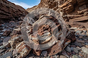 natural rock formation that appears to have been broken and reassembled, with pieces fitting together in random order