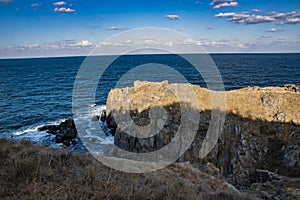 A natural rock formation in Bulgaria and the Black Sea between. Beautiful natural landscape.