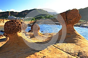 Natural rock formation at Yehliu Geopark, one of most famous wonders in Wanli,