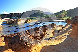 Natural rock formation at Yehliu Geopark, one of most famous wonders in Wanli, photo