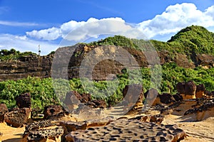 Natural rock formation at Yehliu Geopark, one of most famous wonders in Wanli, New Taipei City, photo