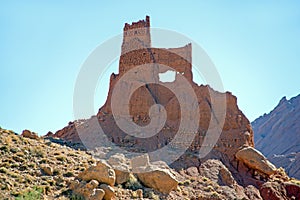 Natural rock formations in the Atlas mountains in Morocco