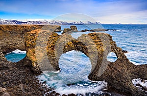 Natural rock gate in Arnarstapi, Iceland