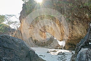Natural Rock Hole or Hin Talu on Ao Khao Kwai (Buffalo Bay)