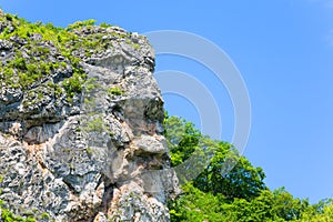 Natural rock in the shape of a human head