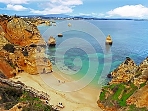 Natural rocks at Praia De Camillo in Lagos Portugal