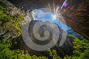 Natural rocky arch in Wulong National Park