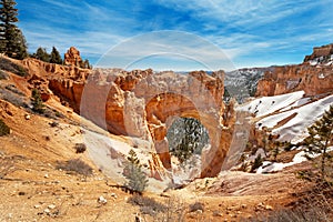 Natural rocky bridge in Bryce Canyon