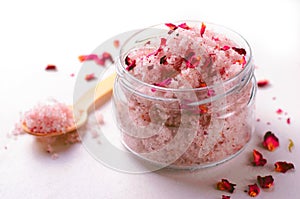 Natural Rose Sugar Scrub, Homemade Cosmetics, Spa Treatment