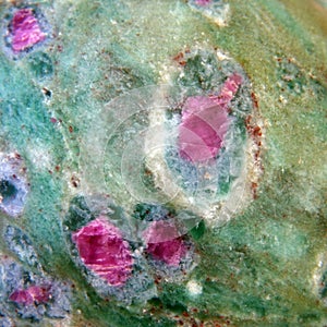 Natural ruby in zoisite texture closeup