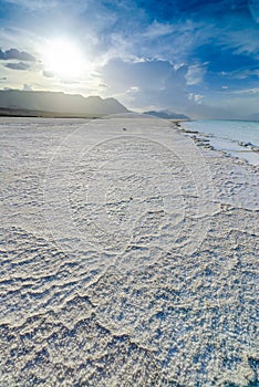 The natural salty rivers of Assal Lake in Djibouti