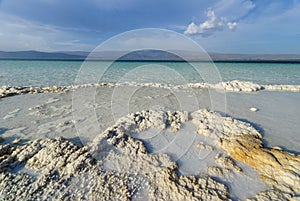 The natural salty rivers of Assal Lake in Djibouti photo
