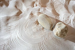 Natural sand and stone garden with selective focus. Simplicity,