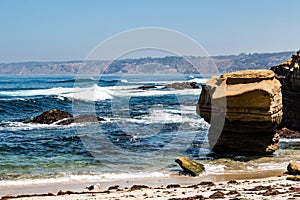 Natural Sandstone Rock Formations in La Jolla, California