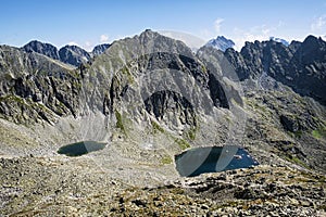 Natural scene with tarns Mlynicka valley, High Tatras mountain, Slovakia