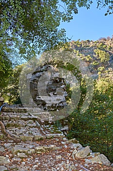 Natural scenery from the famous Ridomo gorge in Taygetus Mountain. The Gorge is deep and rich in geomorphological formation