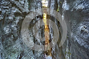 Natural scenery from the famous Ridomo gorge in Taygetus Mountain. The Gorge is deep and rich in geomorphological formation