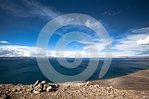 Natural scenery of Namtso lake in high altitude area of Tibet, China