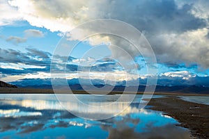 Natural scenery of Namtso lake in high altitude area of Tibet, China