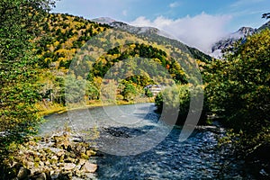 Natural scenic view of Kamikochi in Nagano prefecture, Japan.