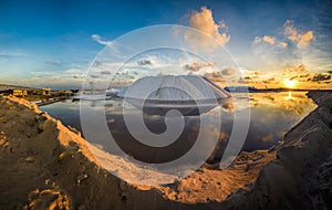 Natural sea salt producing in Las Coloradas, Yucatan, Mexico