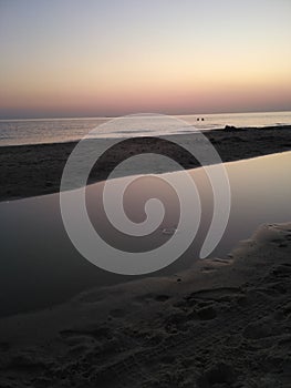 Natural sea water beech sunset