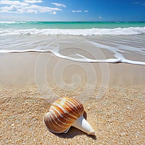 The natural of seashells on a beach creates an exotic The tropical weather and of nature make for a perfect vacation