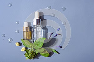 Natural Serums. Concept of cosmetic injection is hyaluronic acid, botulin, serum