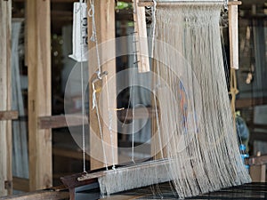 Natural silks on traditional lao weaving loom, Luang Phabang