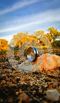 sri lankan natural and silwer ring with beutiful sky photo