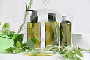 Natural skin care beauty products, Natural organic botany extraction and scientific glassware.