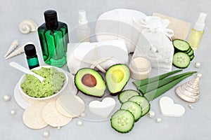 Natural Skin Care Beauty Treatment with Aloe and Avocado